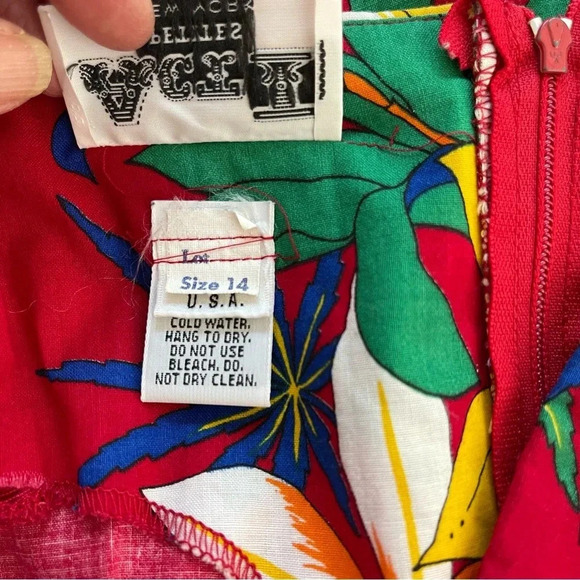 Vintage Y2K Act 1 sz 14 Tropical Floral Sleeveless Midi Fit and Flare Dress - Picture 10 of 13